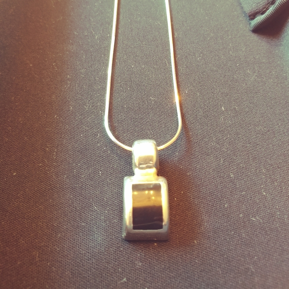 Mexican Silver and Black Onyx Necklace